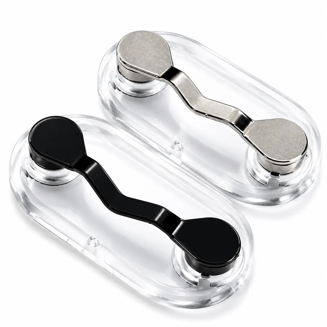 Unisex 2-Pack Magnetic Eyeglass Holder Clips - Stainless Steel Black Compact Pack Magnetic Clips, Portable Eyewear Storage Fastener for Sunglasses & Reading Glasses