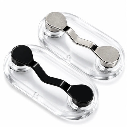 Unisex 2-Pack Magnetic Eyeglass Holder Clips - Stainless Steel Black Compact Pack Magnetic Clips, Portable Eyewear Storage Fastener for Sunglasses & Reading Glasses