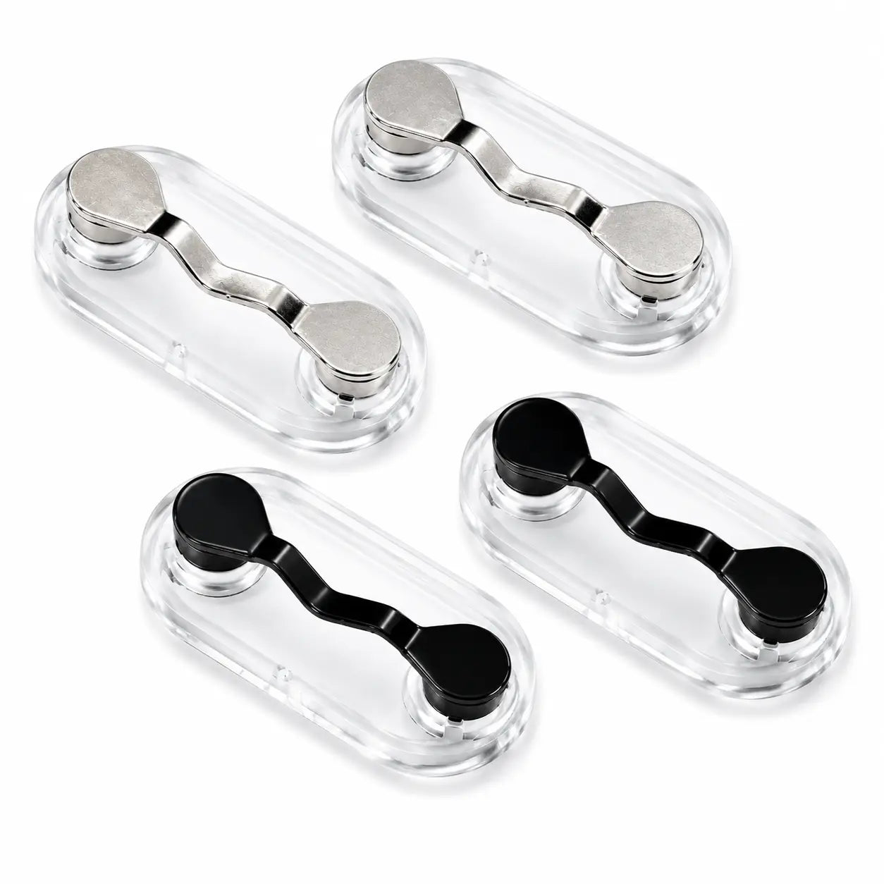 Unisex 2-Pack Magnetic Eyeglass Holder Clips - Stainless Steel Black Compact Pack Magnetic Clips, Portable Eyewear Storage Fastener for Sunglasses & Reading Glasses