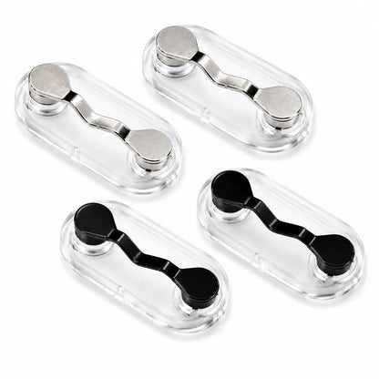 Unisex 2-Pack Magnetic Eyeglass Holder Clips - Stainless Steel Black Compact Pack Magnetic Clips, Portable Eyewear Storage Fastener for Sunglasses & Reading Glasses